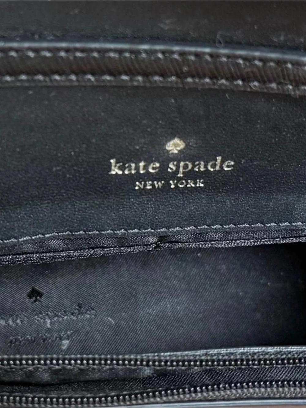 kate spade Black Leather Crossbody with Gold Chain